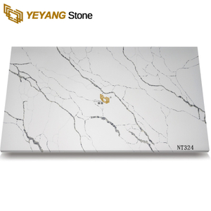 NT324 Grey Veins Calacatta White Quartz Slabs Stone