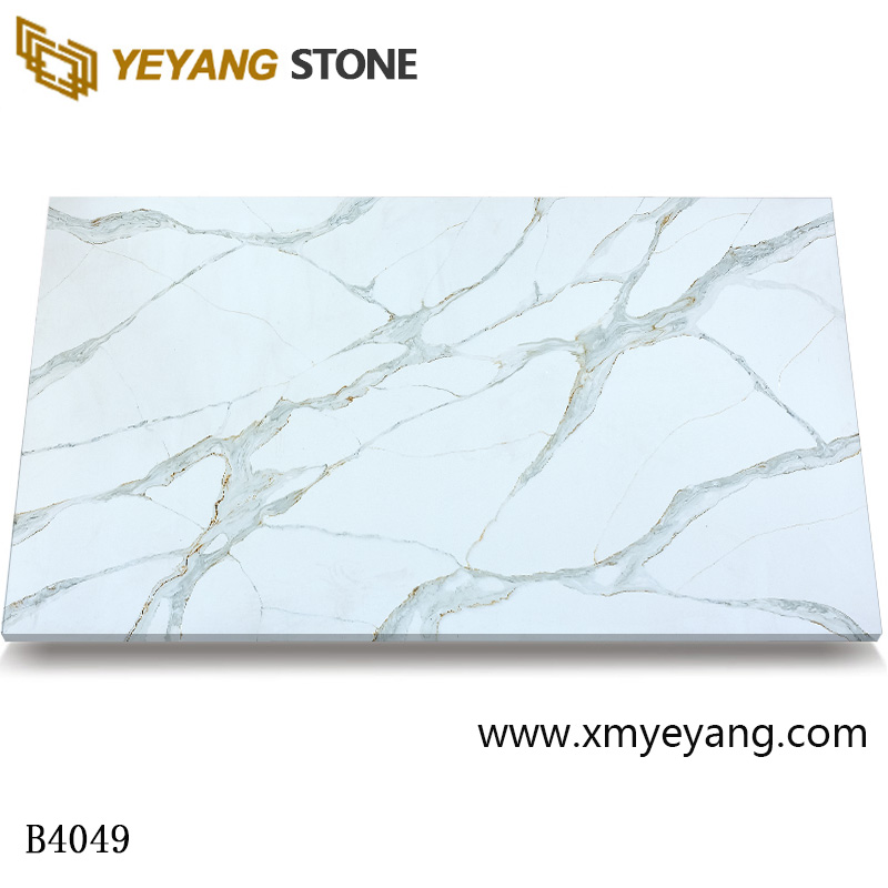 Durable White Quartz Stone Countertops for Kitchen B4049